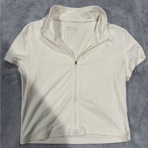 Aritzia Golden Butter white zip up short sleeve